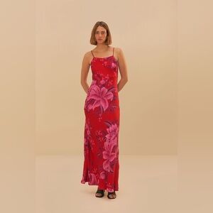 Red Summer Fruit Lenzing™ Ecovero™ Viscose Maxi Dress